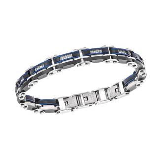 Βραχιόλι Senza Men&#039;s Steel Double Face Blue-Silver &amp; Black