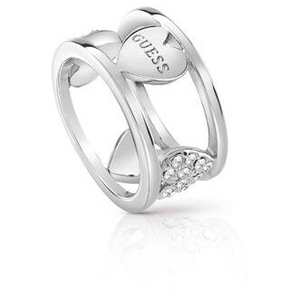 GUESS Hearts Rhodium Plated Ring UBR85026