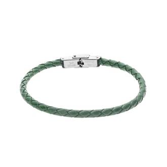 Βραχιόλι Senza Men&#039;s Steel Green Leather Strap