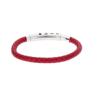 Βραχιόλι Senza Men&#039;s Steel Red Leather Strap