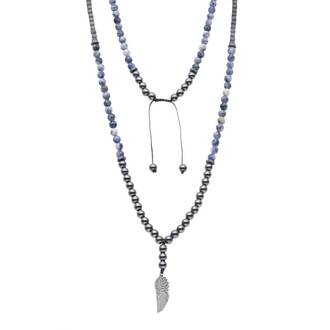 Κολιέ-Ροζάριο Unisex Senza Hematite &amp; Sodalite Stones with Steel