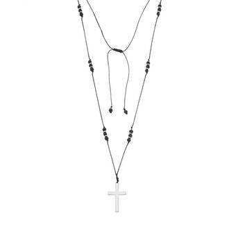 Κολιέ Unisex Senza Hematite &amp; Lava Stones with Steel Cross