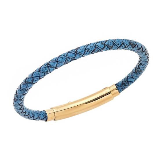 Βραχιόλι Senza Men&#039;s Steel Blue Leather Strap