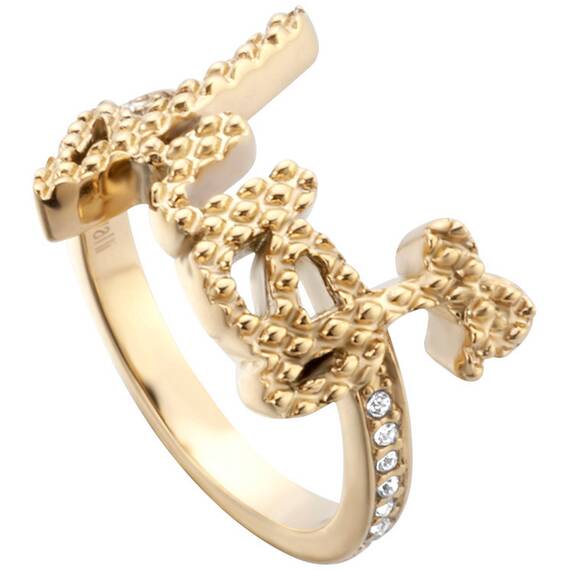 JUST CAVALLI Logo Gold Stainless Steel Ring JCRG00590206