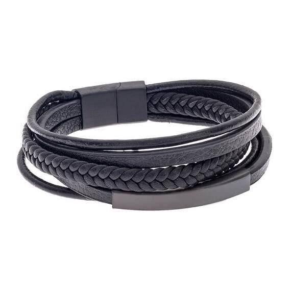 SENZA Steel Leather Bracelet SSD3301BB