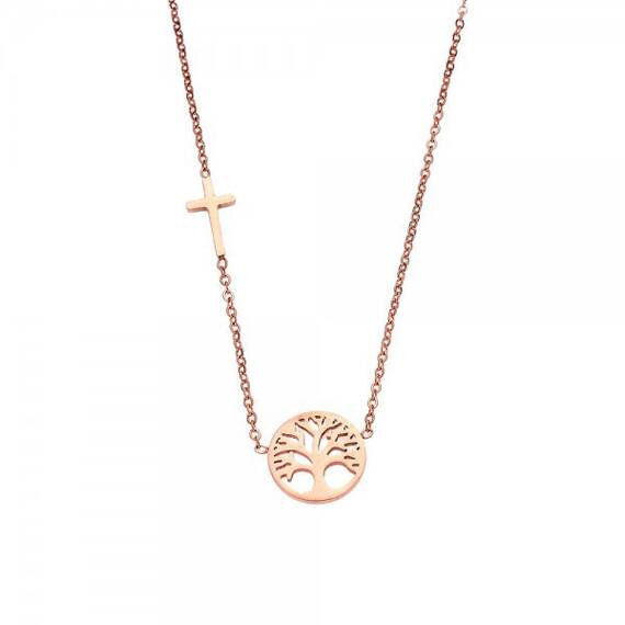 SENZA Steel Rose Gold Plated Necklace SSD3386RG