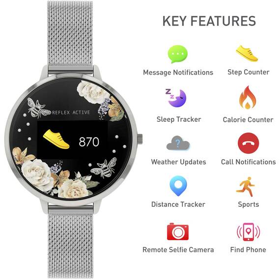 REFLEX ACTIVE Series 03 Smartwatch Garden Silver Bracelet RA03-4035, image 5