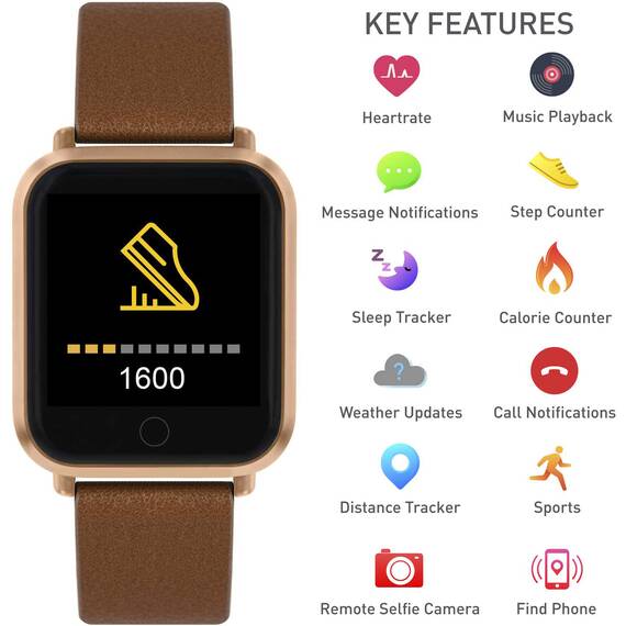 REFLEX ACTIVE Series 06 Smartwatch Brown Strap RA06-2092, image 2