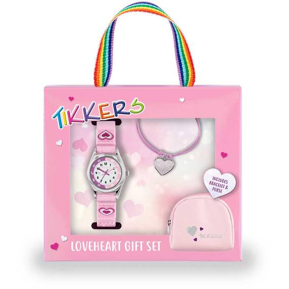 TIKKERS Girls Pink Canvas Strap Heart Set ATK1031, image 2