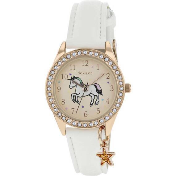 TIKKERS Girls White Strap Unicorn Stone Set Με Αυτοκόλλητα TK0171