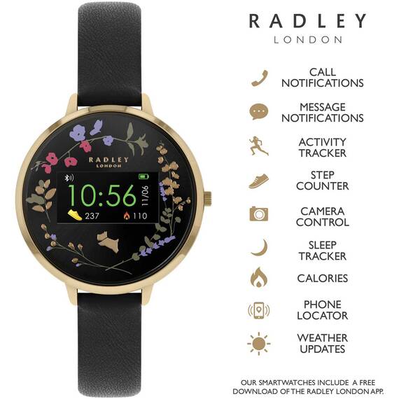 RADLEY LONDON Series 03 Smartwatch Dog Gold and Black Leather RYS03-2010, image 2