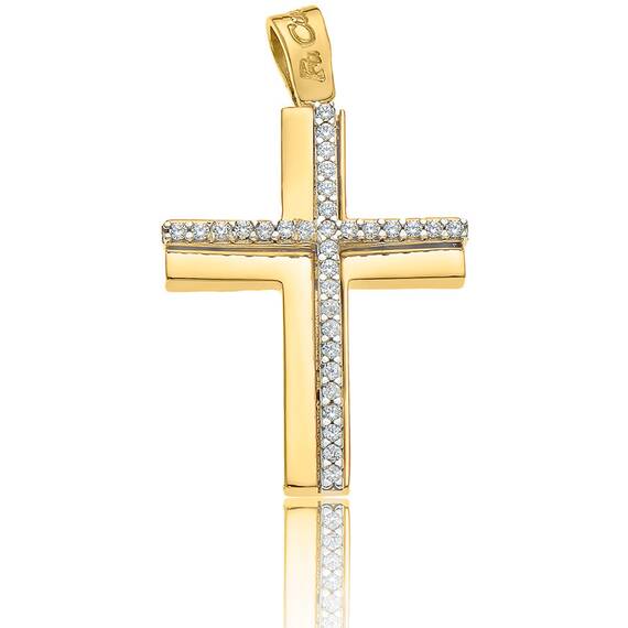 FACADORO White And Gold Cross 14K ΣΤΑ-000723ΚΛ