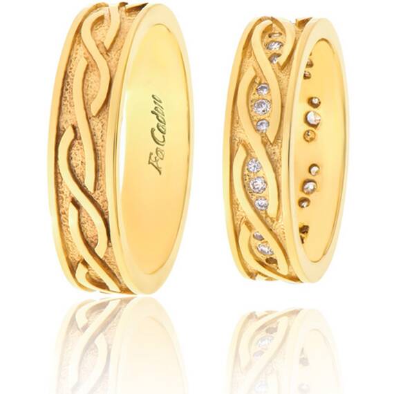 FACADORO Wedding Ring With Pattern Gold K14 WR-68G