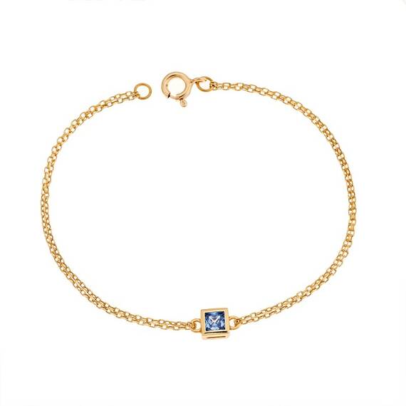 Βραχιόλι Senza Silver 925 Gold Plated, τετράγωνο με aquamarine ζιργκόν