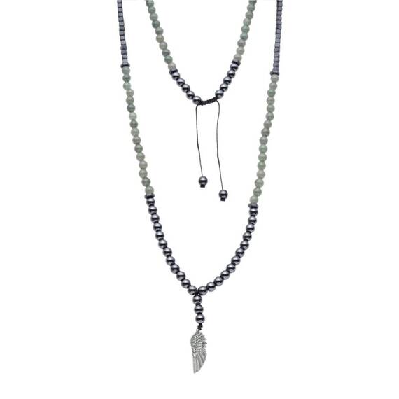 Κολιέ-Ροζάριο Unisex Senza Hematite &amp; Aventurine Stones with Steel