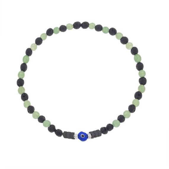 Βραχιόλι Unisex Senza Hematite &amp; Aventurine Stones with Lava