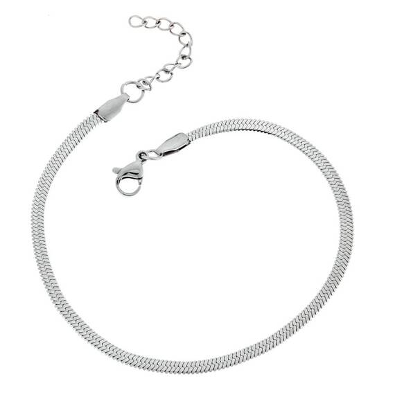 Αλυσίδα Ποδιού Φίδι SΕΝΖΑ Silver Stainless Steel 4mm-19+3cm Extension