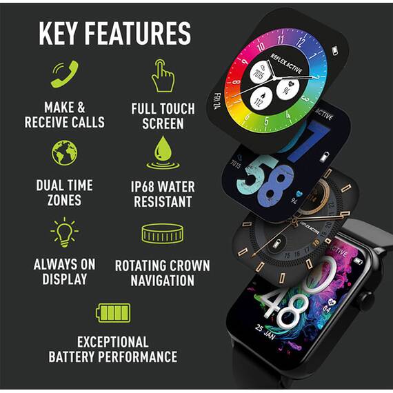 REFLEX ACTIVE Series 30 Amoled Black Smart Calling Watch RA30-2186, image 2